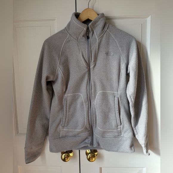 THE NORTH FACE Jacket Womens Medium Gray Full Zip Fleece Sweater Geometric - Picture 2 of 5